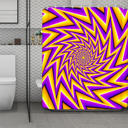 Yellow Big Bang Moving Optical Illusion Polyester Shower Curtain