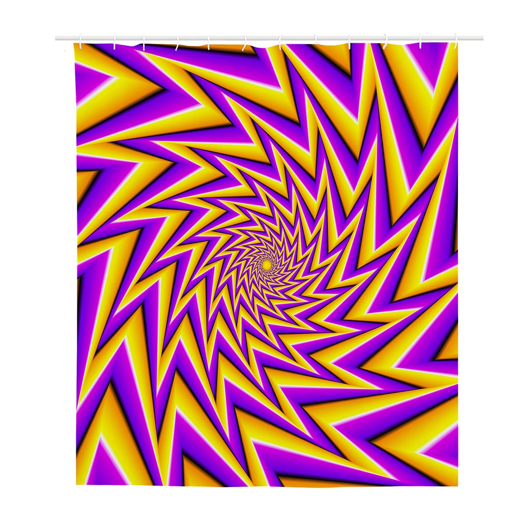 Yellow Big Bang Moving Optical Illusion Polyester Shower Curtain
