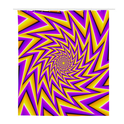 Yellow Big Bang Moving Optical Illusion Polyester Shower Curtain