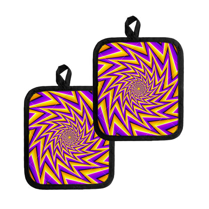Yellow Big Bang Moving Optical Illusion Pot Holders