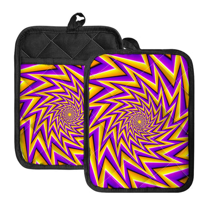 Yellow Big Bang Moving Optical Illusion Pot Holders With Pocket