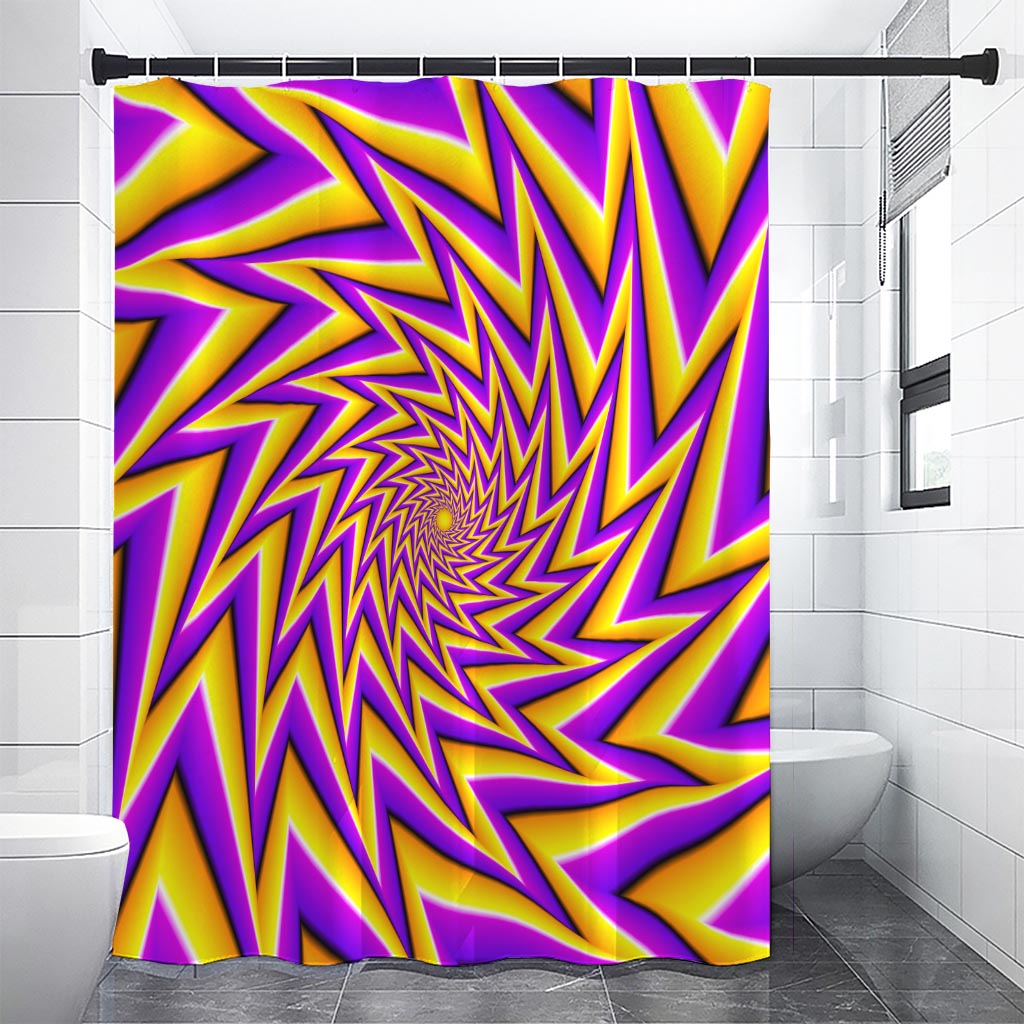 Yellow Big Bang Moving Optical Illusion Premium Shower Curtain