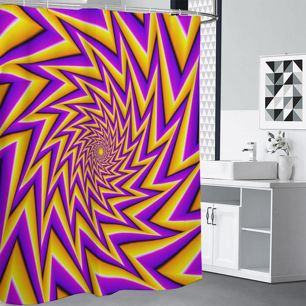 Yellow Big Bang Moving Optical Illusion Premium Shower Curtain