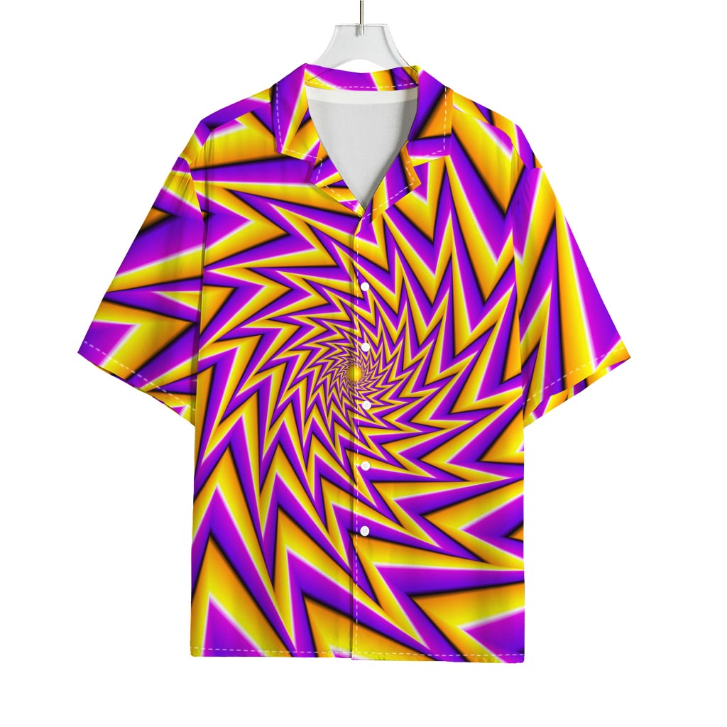 Yellow Big Bang Moving Optical Illusion Rayon Hawaiian Shirt