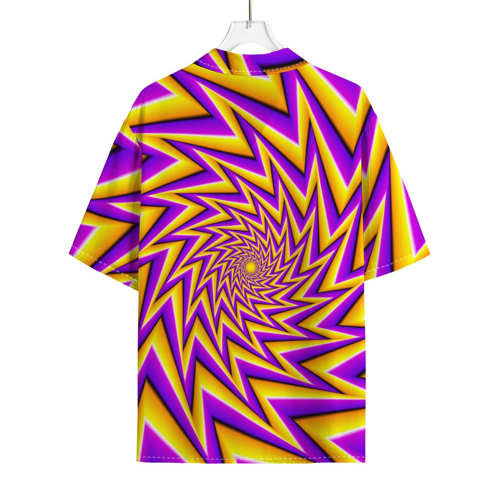 Yellow Big Bang Moving Optical Illusion Rayon Hawaiian Shirt