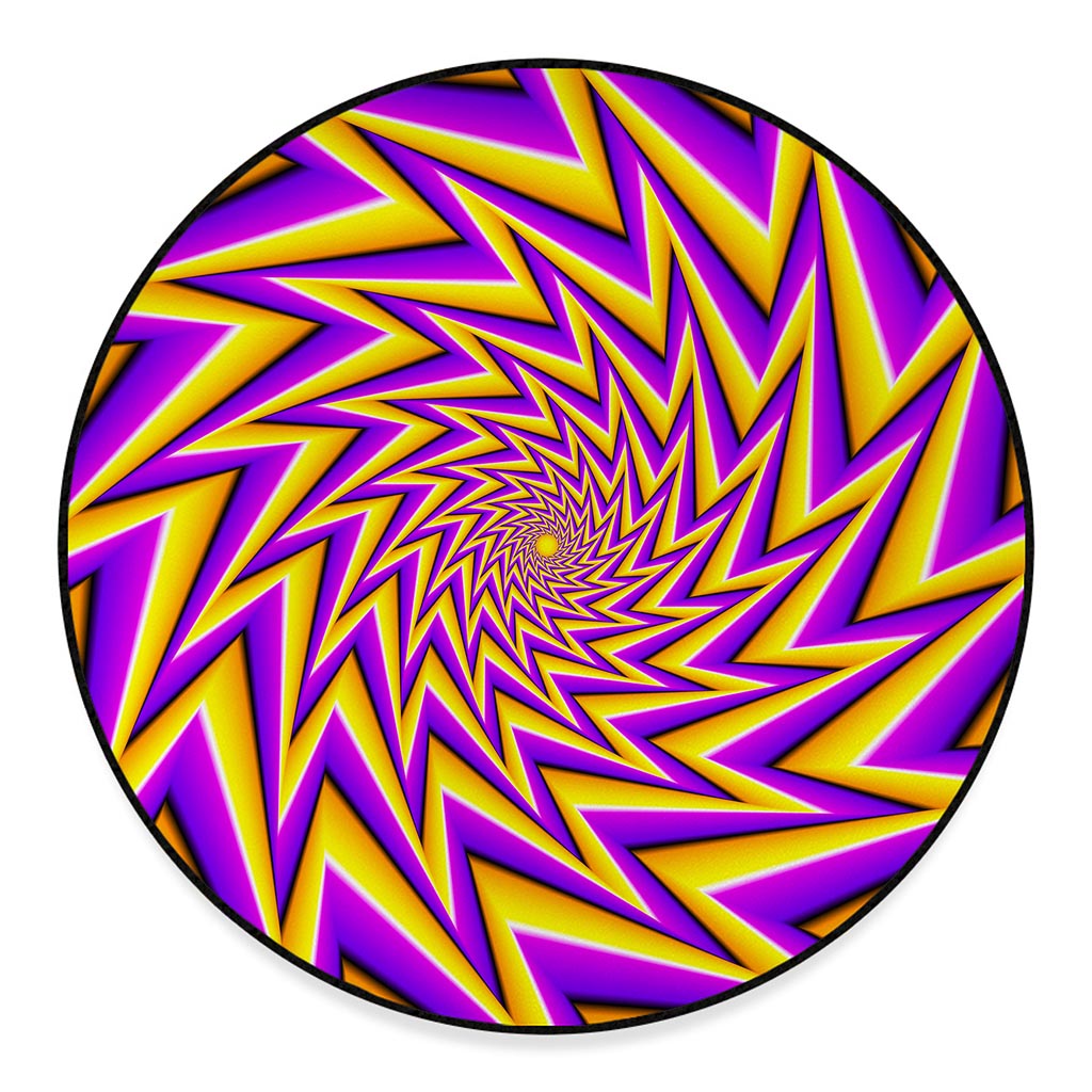 Yellow Big Bang Moving Optical Illusion Round Floor Mat