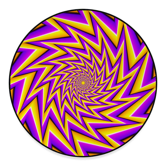 Yellow Big Bang Moving Optical Illusion Round Floor Mat