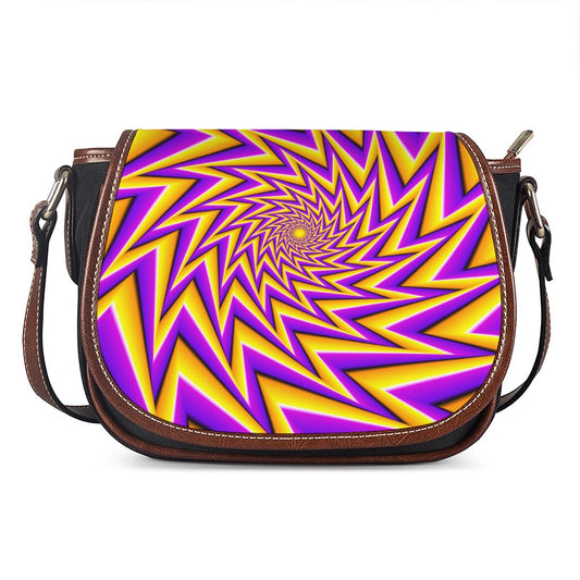 Yellow Big Bang Moving Optical Illusion Saddle Bag