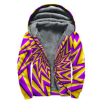 Yellow Big Bang Moving Optical Illusion Sherpa Lined Zip Up Hoodie
