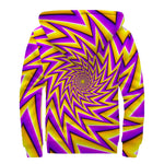 Yellow Big Bang Moving Optical Illusion Sherpa Lined Zip Up Hoodie