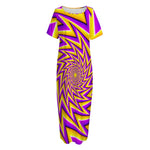 Yellow Big Bang Moving Optical Illusion Short Sleeve Long Nightdress