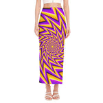 Yellow Big Bang Moving Optical Illusion Side Slit Maxi Skirt