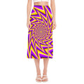 Yellow Big Bang Moving Optical Illusion Side Slit Midi Skirt