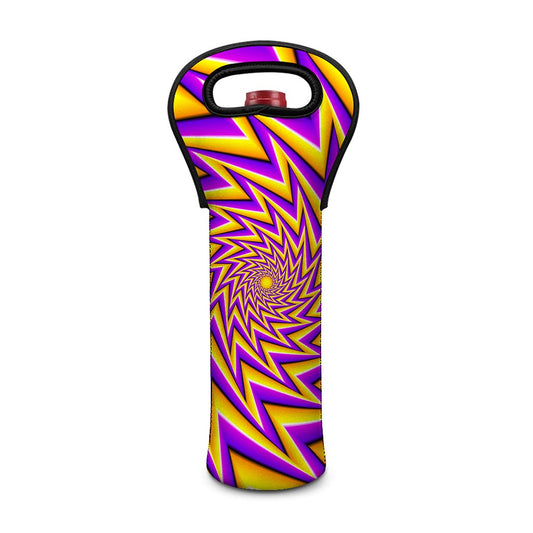 Yellow Big Bang Moving Optical Illusion Single Neoprene Wine Tote