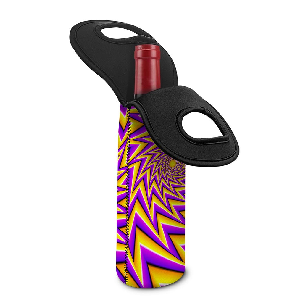 Yellow Big Bang Moving Optical Illusion Single Neoprene Wine Tote