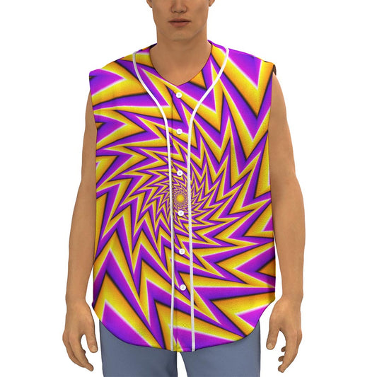 Yellow Big Bang Moving Optical Illusion Sleeveless Baseball Jersey