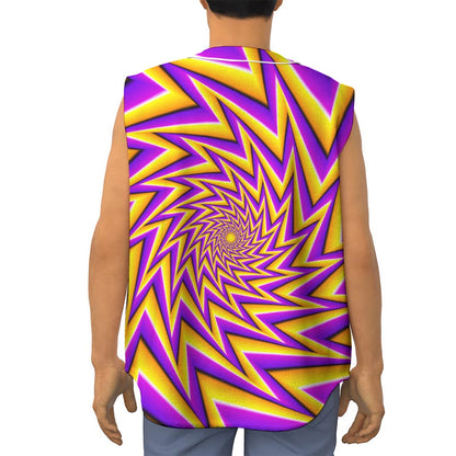 Yellow Big Bang Moving Optical Illusion Sleeveless Baseball Jersey