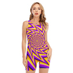 Yellow Big Bang Moving Optical Illusion Sleeveless One Piece Swimsuit