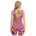 Yellow Big Bang Moving Optical Illusion Sleeveless One Piece Swimsuit