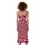 Yellow Big Bang Moving Optical Illusion Slim Fit Midi Cami Dress