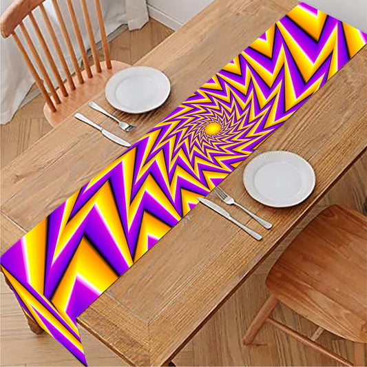 Yellow Big Bang Moving Optical Illusion Table Runner