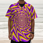 Yellow Big Bang Moving Optical Illusion Textured Short Sleeve Shirt