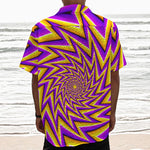 Yellow Big Bang Moving Optical Illusion Textured Short Sleeve Shirt