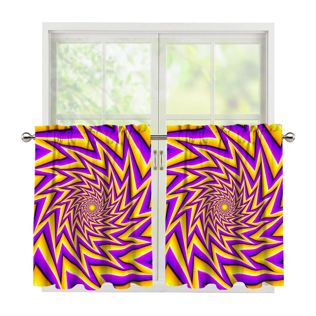 Yellow Big Bang Moving Optical Illusion Tier Curtains