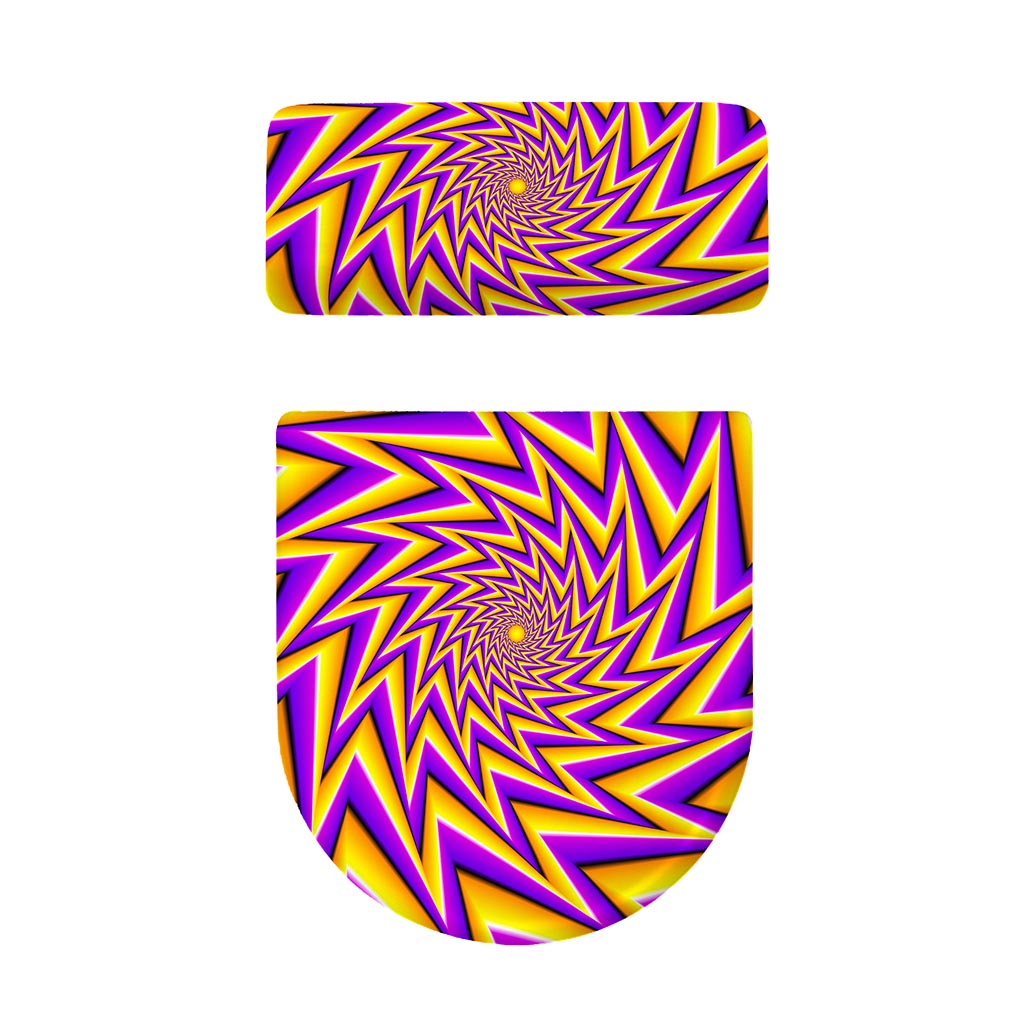Yellow Big Bang Moving Optical Illusion Toilet Lid And Tank Cover Set