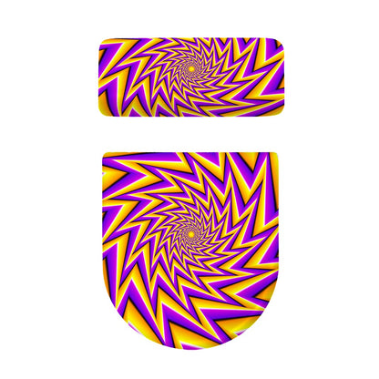 Yellow Big Bang Moving Optical Illusion Toilet Lid And Tank Cover Set