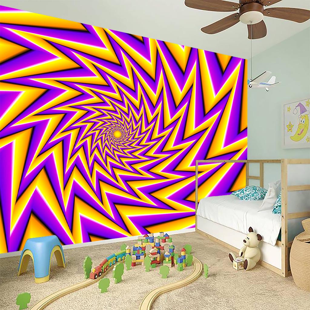 Yellow Big Bang Moving Optical Illusion Wall Sticker