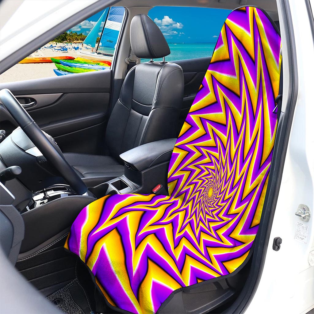 Yellow Big Bang Moving Optical Illusion Waterproof Car Seat Cover