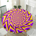Yellow Big Bang Moving Optical Illusion Waterproof Round Tablecloth