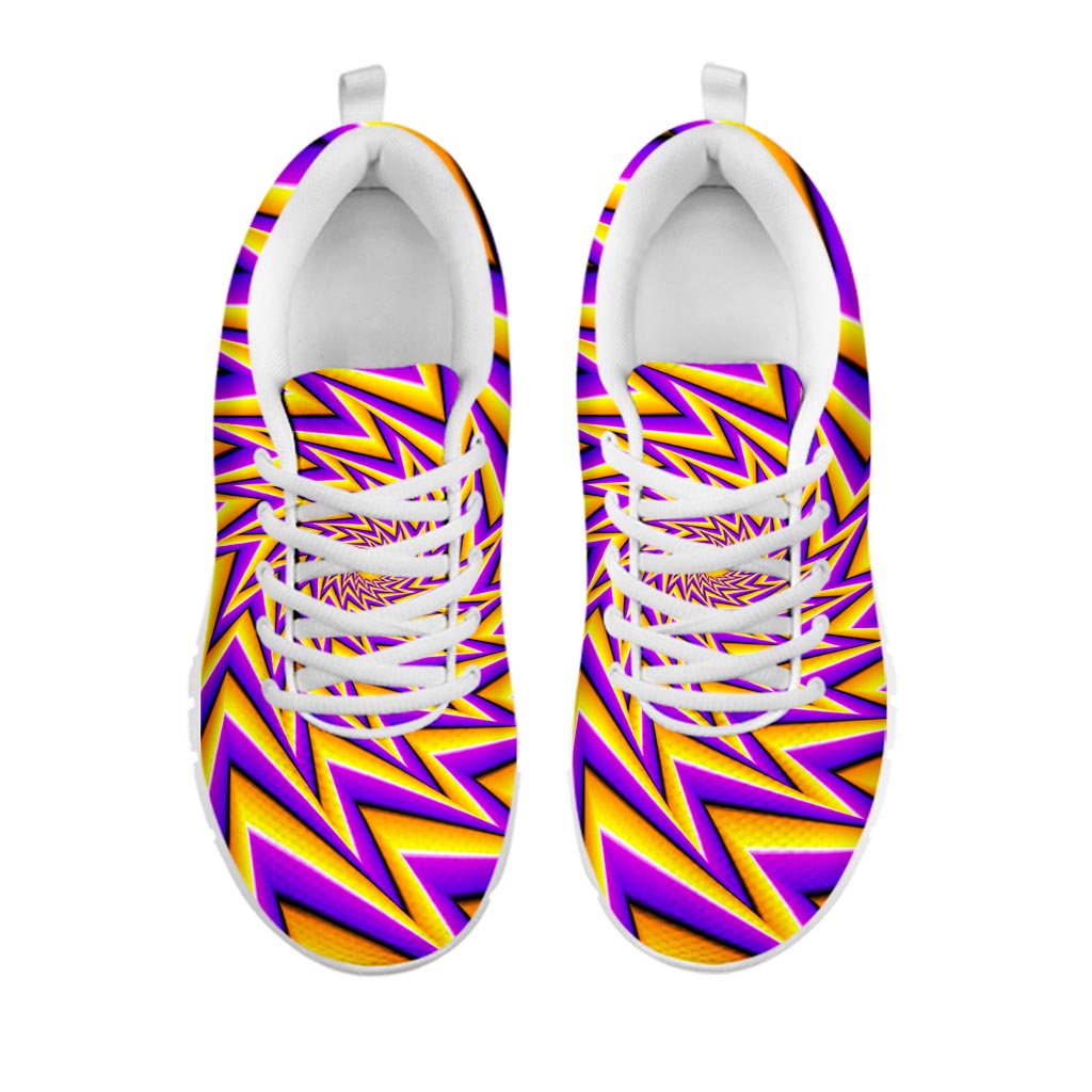 Yellow Big Bang Moving Optical Illusion White Running Shoes