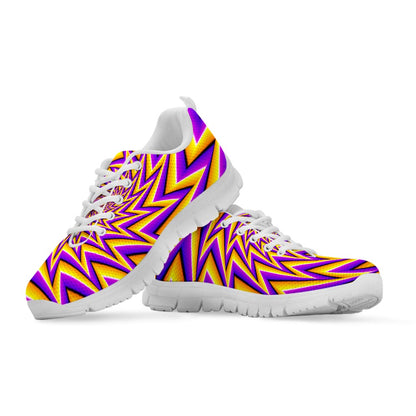 Yellow Big Bang Moving Optical Illusion White Running Shoes