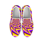 Yellow Big Bang Moving Optical Illusion White Slip On Sneakers