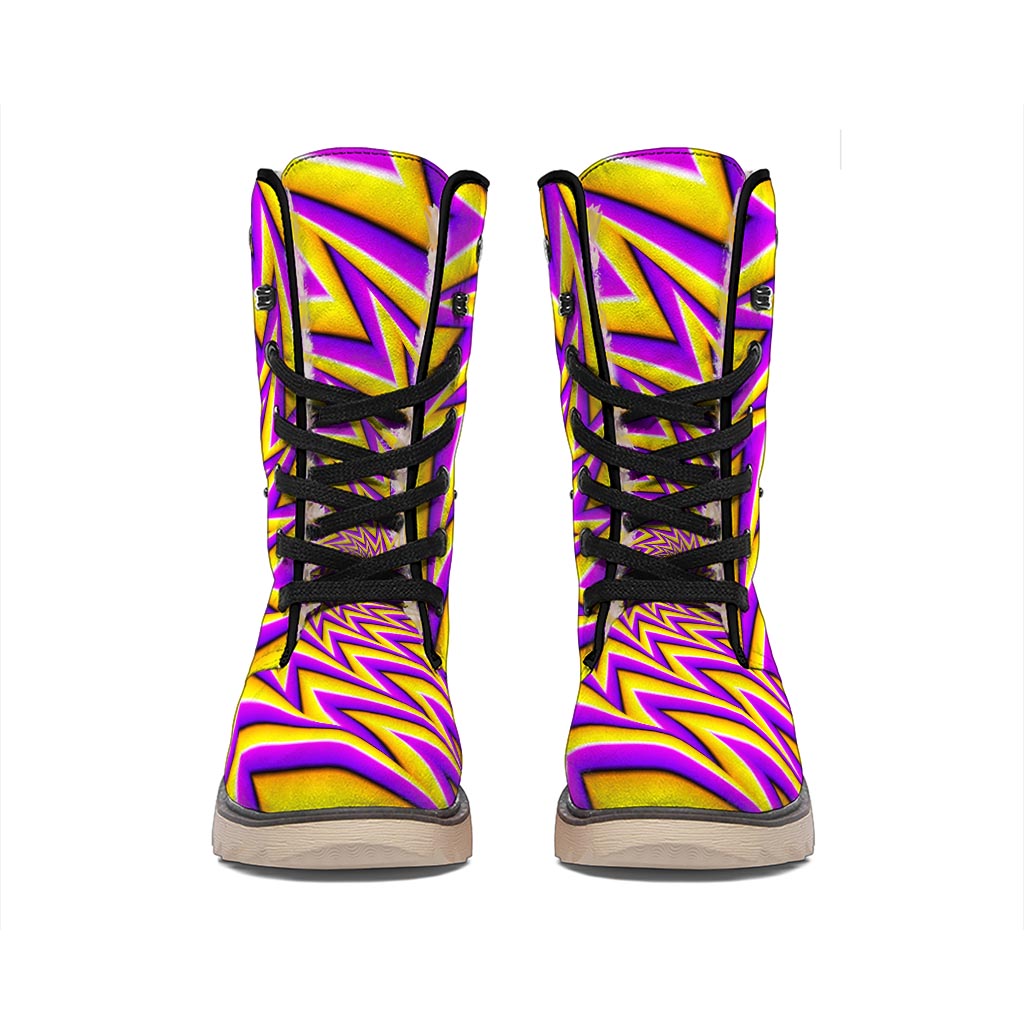 Yellow Big Bang Moving Optical Illusion Winter Boots