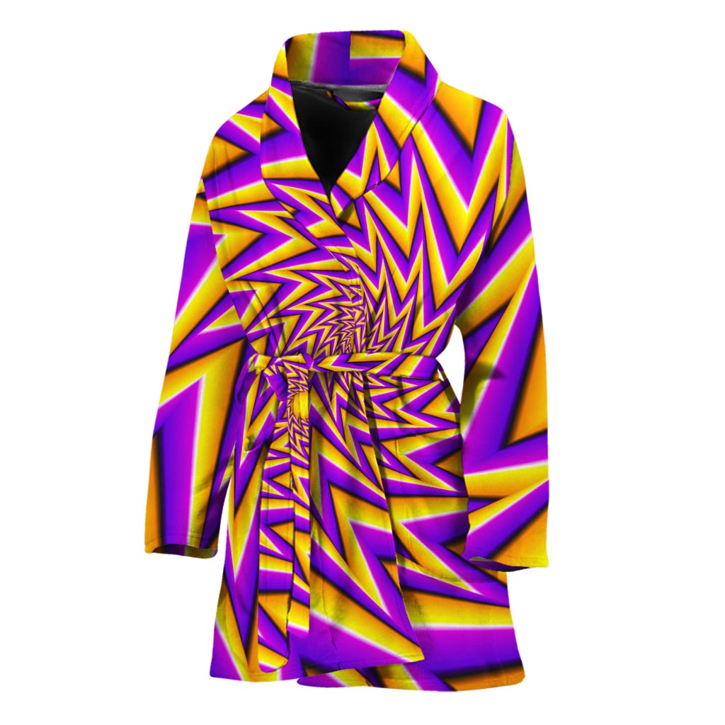 Yellow Big Bang Moving Optical Illusion Women's Bathrobe