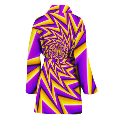 Yellow Big Bang Moving Optical Illusion Women's Bathrobe