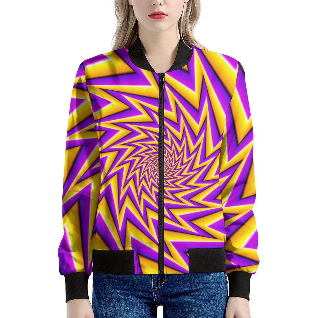 Yellow Big Bang Moving Optical Illusion Women's Bomber Jacket