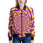 Yellow Big Bang Moving Optical Illusion Women's Bomber Jacket