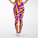 Yellow Big Bang Moving Optical Illusion Women's Capri Leggings