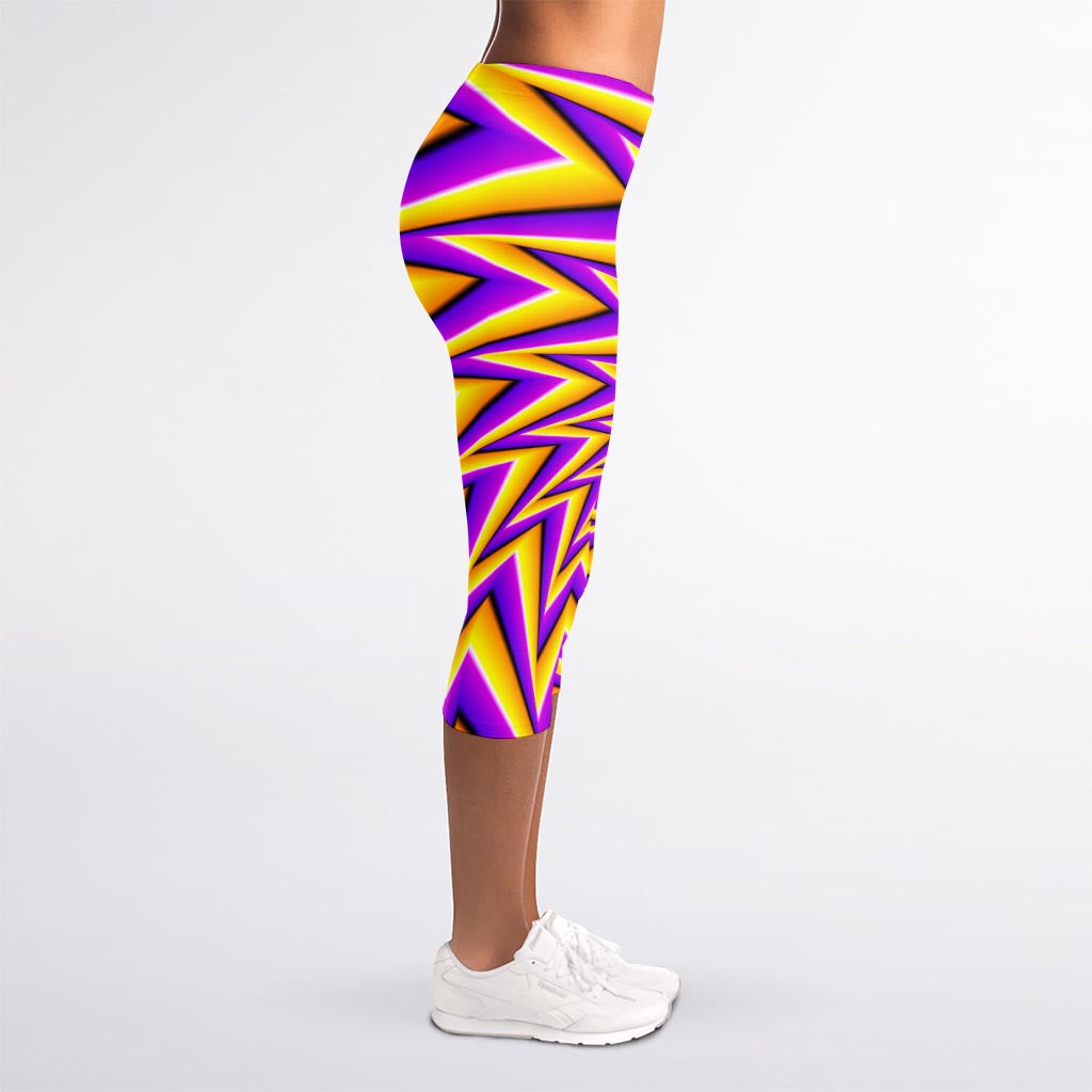 Yellow Big Bang Moving Optical Illusion Women's Capri Leggings