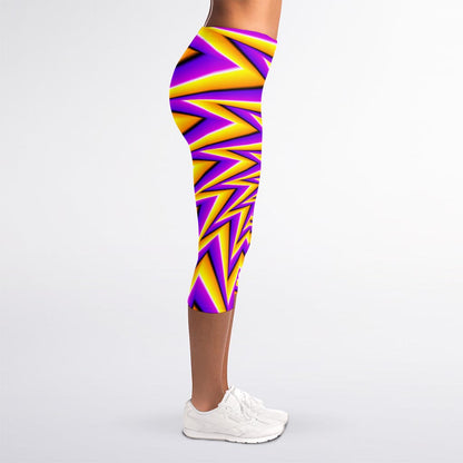 Yellow Big Bang Moving Optical Illusion Women's Capri Leggings