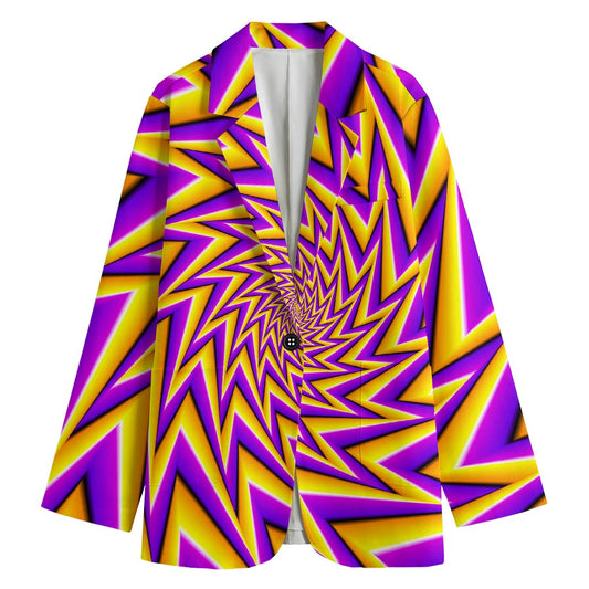 Yellow Big Bang Moving Optical Illusion Women's Cotton Blazer