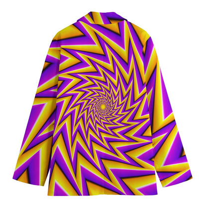 Yellow Big Bang Moving Optical Illusion Women's Cotton Blazer