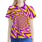 Yellow Big Bang Moving Optical Illusion Women's Polo Shirt