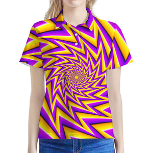 Yellow Big Bang Moving Optical Illusion Women's Polo Shirt