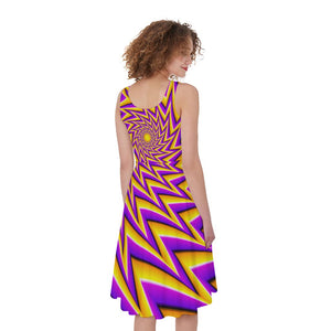 Yellow Big Bang Moving Optical Illusion Women's Sleeveless Dress