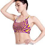 Yellow Big Bang Moving Optical Illusion Women's Sports Bra